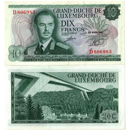 1967 * Banconota 10 Franchi Lussemburgo "Grand Duke Jean" (p53) SPL+