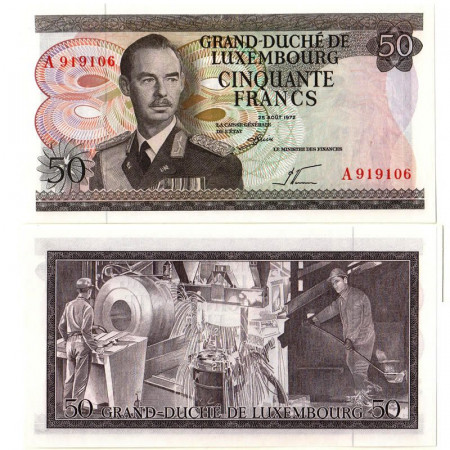 1972 * Banconota 50 Francs Lussemburgo "Grand Duke Jean" (p55a) FDS