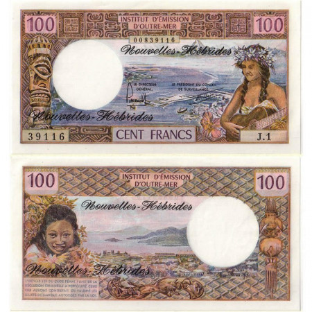 ND (1970-77) * Banconota Nuove Ebridi 100 Francs "Girl" (p18d) FDS