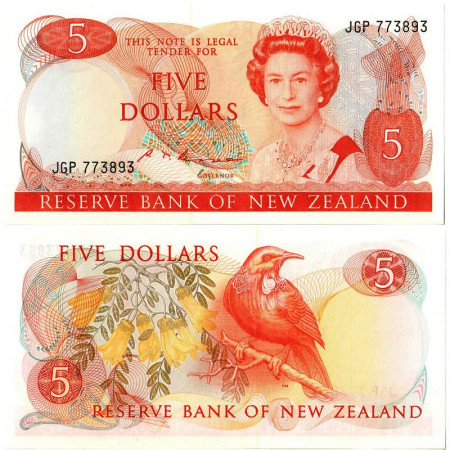 ND (1981-92) * Banconota Nuova Zelanda 5 Dollars "Elisabetta II" (p171b) FDS
