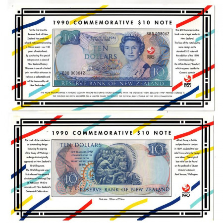 1990 * Banconota Nuova Zelanda 10 Dollars "150th Anniversary - Treaty of Waitangi (1840-1990)" (p176) FDS