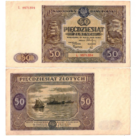 1946 * Banconota Polonia 50 Zlotych "Governo di Unità Nazionale - Post WWII" (p128) SPL+