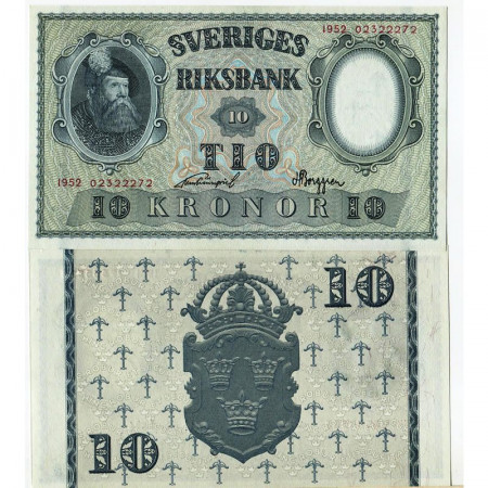 1952 * Banconota Svezia 10 Kronor "King Gustav Vasa" (p40m) FDS