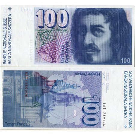 1988 * Banconota Svizzera 100 Franken "Francesco Borromini" (p57i) qFDS