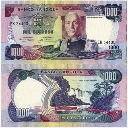 1972 * Banconota Angola 1000 Escudos "M Carmona" (p103) qFDS
