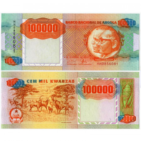 1991 * Banconota Angola 100.000 Kwanzas "Dr. Agostinho Neto & José E dos Santos" (p133a) FDS