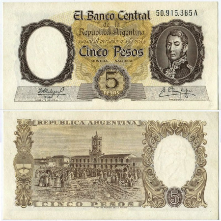 ND (1960-62) * Banconota Argentina 5 Pesos "General José de San Martìn" (p275c) qFDS