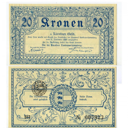 1918 * Banconota Austria 20 Kronen "Karnten" (pS103) FDS