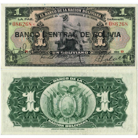 ND (1929) * Banconota Bolivia 1 Boliviano "Mercury" (p112) FDS