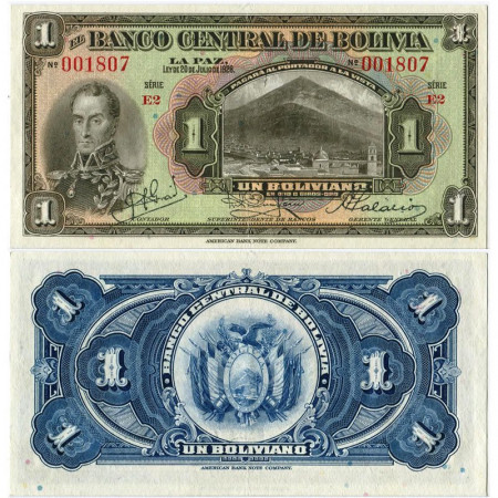 1928 * Banconota Bolivia 1 Boliviano "Simòn Bolìvar" (p118a) qFDS