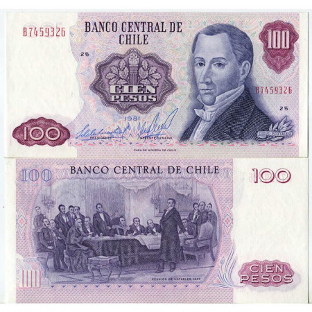 1981 * Banconota Cile 100 Pesos "Diego Portales" (p152b) FDS