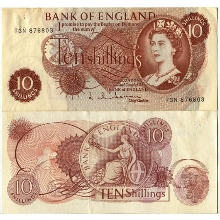 ND (1960-70) * Banconota Gran Bretagna 10 Shillings "Elizabeth II - Britannia" (p373b) SPL