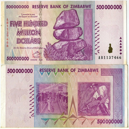 2008 * Banconota Zimbabwe 500 Milioni - 500.000.000 Dollars "Chiremba Rocks" (p82) SPL