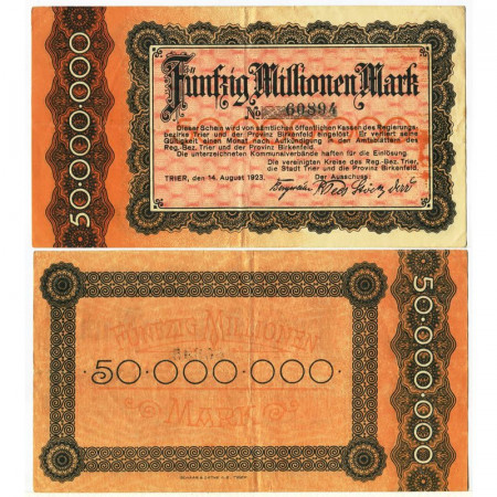 1923 * Notgeld Germania 50 Milioni - 50.000.000 Mark "Trier – Gutschein" (pK5229) SPL