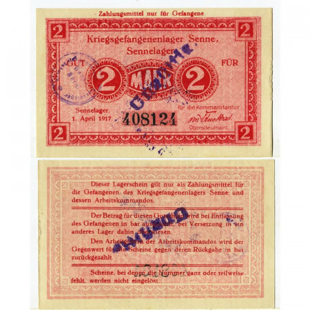 1917 * Voucher Germania 2 Mark "Sennelager - Pow Lager Camp" (pC-3469) qFDS