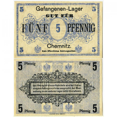 ND(1914) * Voucher Germania 5 Pfennig "Sachsen, Chemnitz-Gefangenenlager - Pow Lager Camp" (pC-2812) FDS