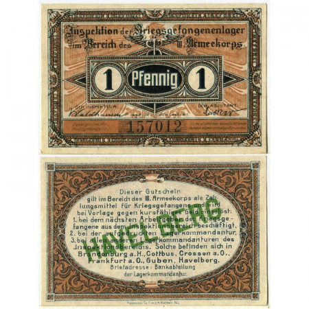 1917 * Voucher Germania 1 Pfennig "Havelberg - Pow Lager Camp" (pC-3092) FDS