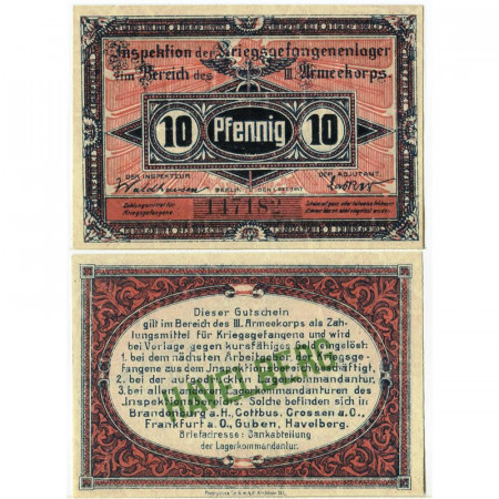 1917 * Voucher Germania 10 Pfennig "Havelberg - Pow Lager Camp" (pC-3094) FDS