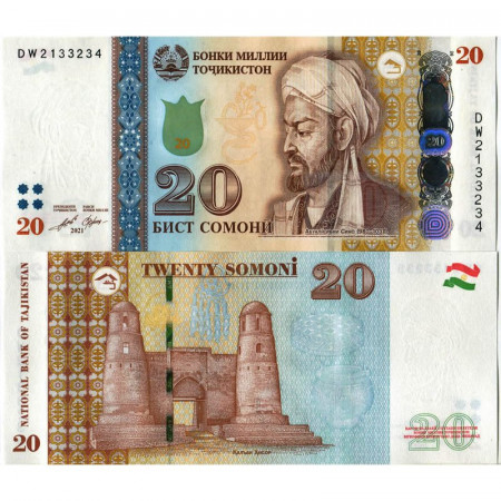 2021 * Banconota Tajikistan 20 Somoni "Abuali Ibn Sino " (p25d) FDS