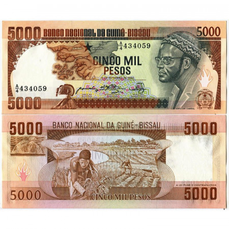 1984 * Banconota Guinea-Bissau 5000 Pesos "Amilcar Cabral" (p9) FDS