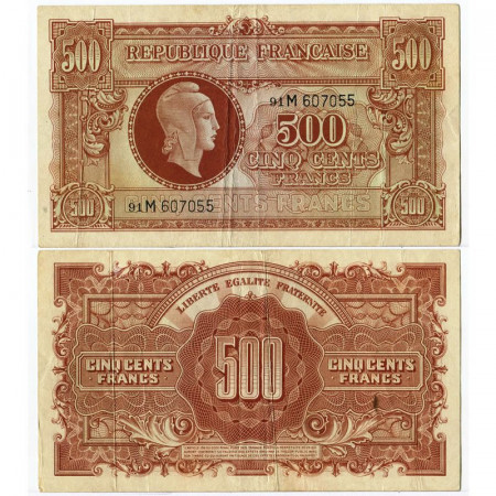 ND (1944) * Banconota Francia 500 Francs "Liberty" (p106) BB+