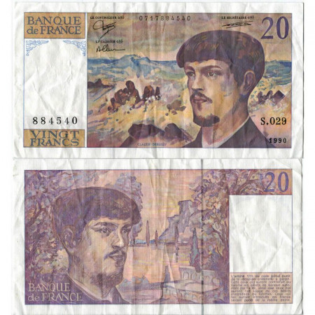 1990 * Banconota Francia 20 Francs "Claude Debussy" (p151d) BB