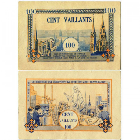 1930 * Banconota Francia 100 Vaillants "Cathédrales" (pX) BB+
