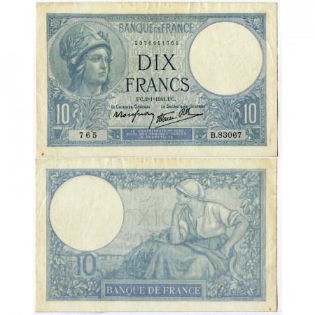 1941 * Banconota Francia 10 Francs "Minerva" (p84) SPL