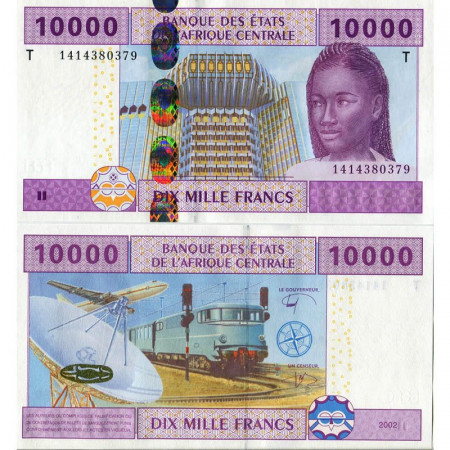 2002 T * Banconota Stati Africa Centrale "Congo" 10.000 Francs "Woman" (p110Td) FDS