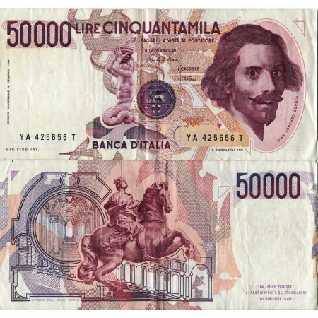 1984 A * Banconota Italia Repubblica 50.000 Lire "Bernini - Tipo 1" BI.901 (p113a) BB