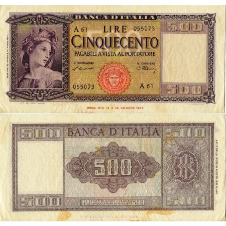 1947 (20/03) * Banconota Italia Repubblica 500 Lire "Ornata di Spighe" BI.544 (p80a) SPL