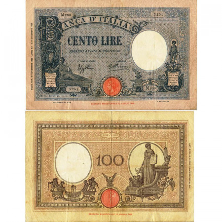 1933 (21/11) * Banconota Italia Regno 100 Lire "Grande B - Barbetti" Azzurrino, Fascio BI.365 (p50c) BB+