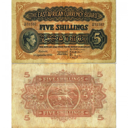 1950 * Banconota East Africa - Africa Orientale 5 Shillings "George VI" (p28b) BB
