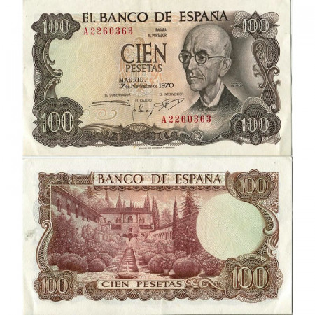 1970 * Banconota Spagna 100 Pesetas "Manuel de Falla" (p152a) SPL+