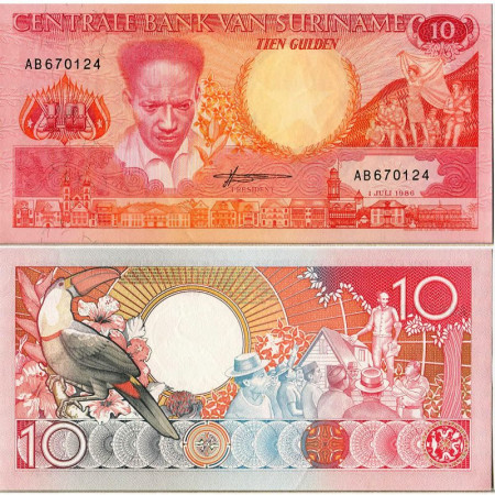 1986 * Banconota Suriname 10 Gulden "Anton de Kom" (p131a) FDS