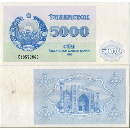 1992 * Banconota Uzbekistan 5.000 Som "Medressa - Samarkand" (p71b) FDS