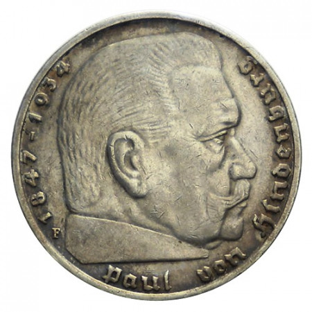 1935 F * 5 Reichsmark Argento GERMANIA "Terzo Reich - Hindenburg" (KM 86) SPL