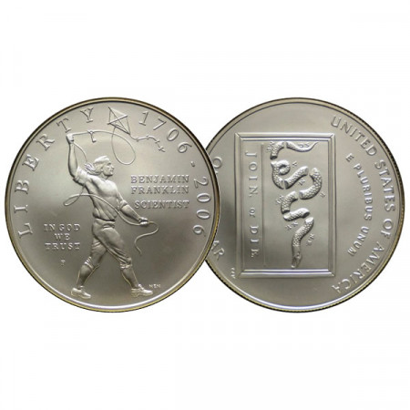 2006 P * 1 Dollar Argento Stati Uniti "300th Birthday Benjamin Franklin" (KM 387) FDC
