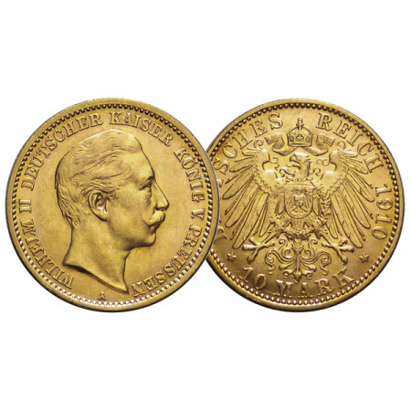 1910 A * 10 Mark Oro Stati Tedeschi "Prussia - Guglielmo II" (KM 520) SPL