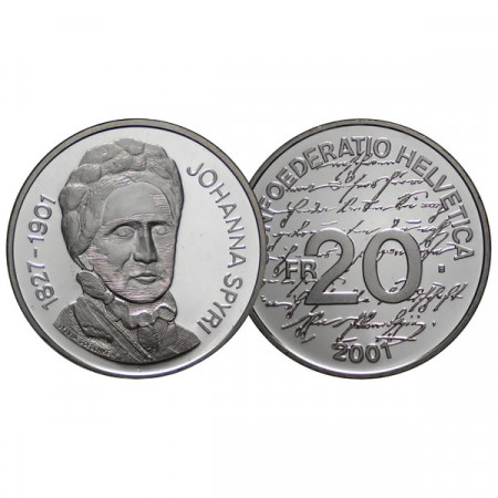 2001 * 20 Francs Argento Svizzera "Johanna Spyri" (KM 94) PROOF