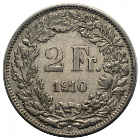 1910 B * 2 Francs Argento Svizzera "Standing Helvetia" (KM 21) BB