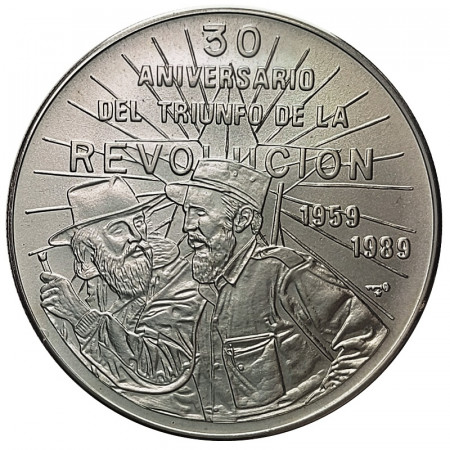 1989 * 10 Pesos 1 OZ Argento Cuba "30 Ann. Trionfo della Rivoluzione" (KM 243) FDC