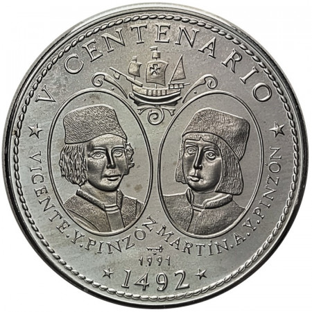 1991 * 10 Pesos 1 OZ Argento Cuba "Fratelli Pinzon" (KM 327) PROOF