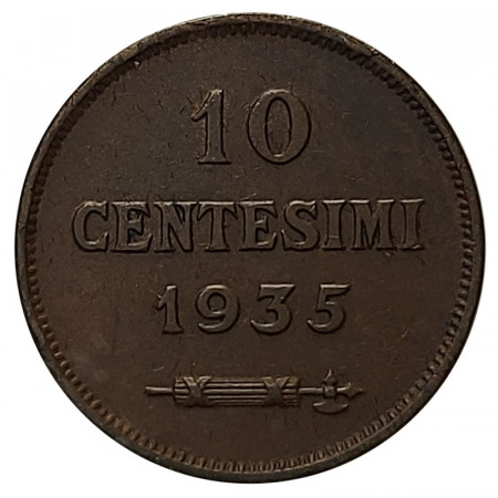 [FFM3255] 1935 R * 10 Centesimi Rame San Marino "Valore - Tipo 2" (KM 13 G33) BB+