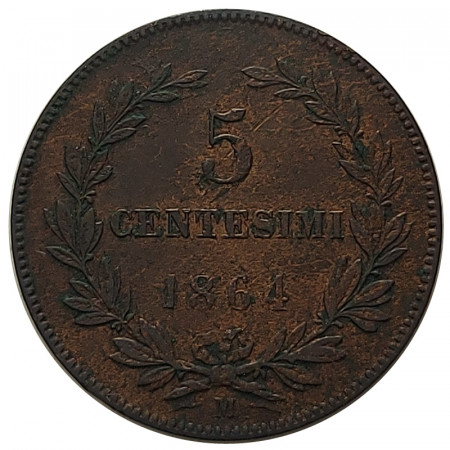 [FFM3290] 1864 M * 5 Centesimi Rame San Marino "Valore - Tipo 1" (KM 1 G37) MB