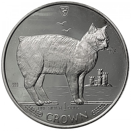 1988 * 1 Crown 1 OZ Argento Isola di Man "Gatto Manx" (KM 245a) PROOF