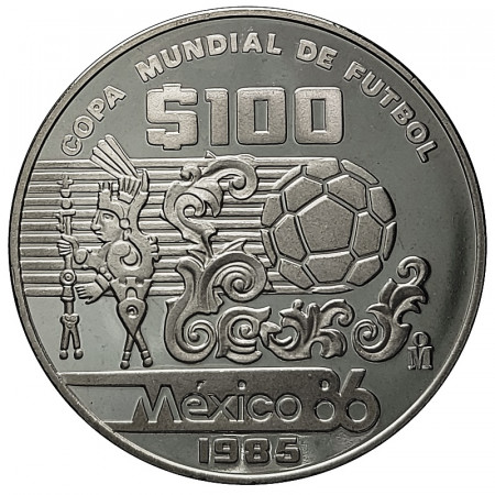 1985 * 100 Pesos Argento Messico "Coppa del Mondo di Calcio" (KM 499) PROOF