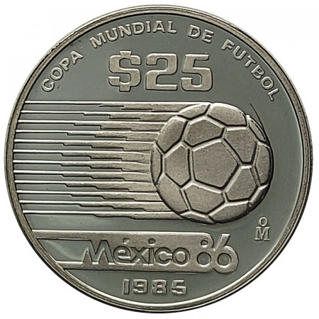 1985 * 25 Pesos Argento Messico "Coppa del Mondo di Calcio" (KM 514) PROOF