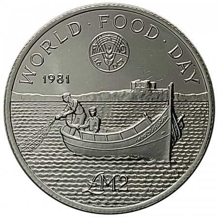 1981 * 2 Liri (Pounds) Argento Malta "F.A.O. - Giornata Mondiale Alimentazione" (KM 52) FDC