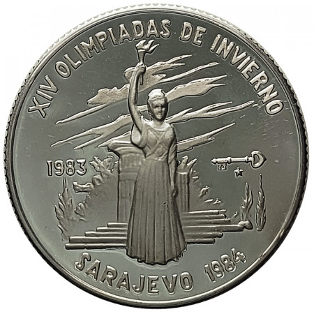 1983 * 5 Pesos Argento Cuba "Olimpiadi Sarajevo 1984 - Dea dell'Olimpo" (KM 112) PROOF